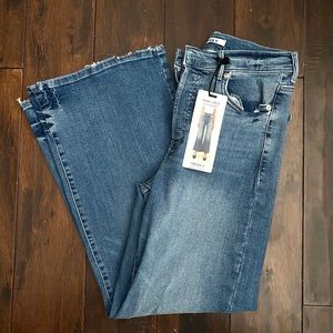 High waisted wide cropped jeans